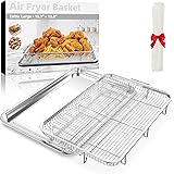Air Fryer Basket for Oven, Extra Large 18.6" x 12.8" Oven Air Fryer Basket and Tray Set with 30 PCS Parchment Papers, Demaxia