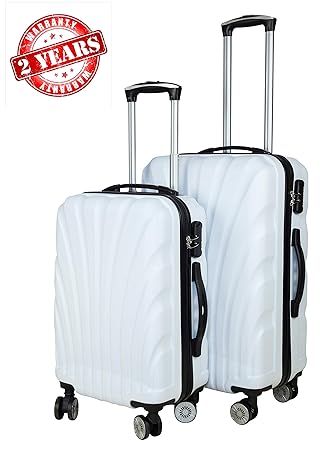 3G Combat 8016 Series 4 Wheel Hard Sided 20 and 24 Inch Luggage ABS Trolley Travel Bags Suitcase (Red) - Set of 2