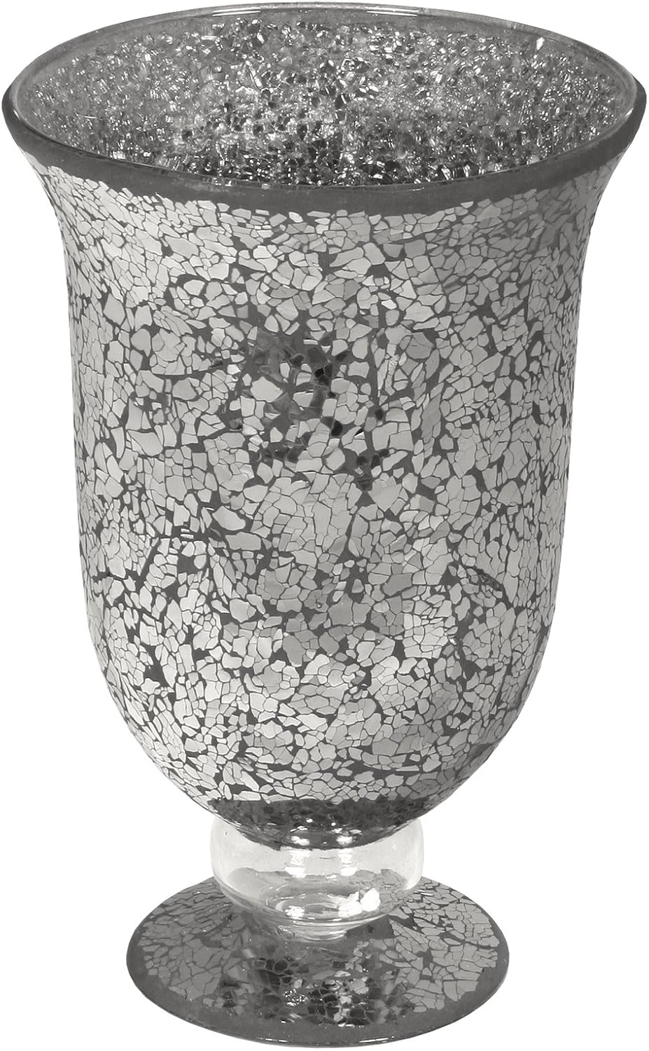 Febland Black Mosaic Glass Large Hurricane Vase, 18.5 x 18.5 x 29.5 cm