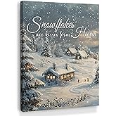 XINCEYWJ Vintage Winter Christmas Wall Art Decor, Farmhouse Christmas Canvas Art Prints Framed, Rustic Winter Cozy Xmas Holiday Pictures Wall Decorations for Home Bedroom Living Room, 11x14 Inches