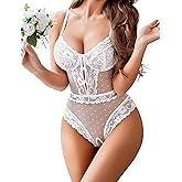 Avidlove Women Sexy Lingerie Sheer Lace Bodysuit V Neck Teddy Lingerie One Piece Mini Babydoll