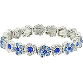 1928 Jewelry Crystal Flower Motif Stretch Bracelet