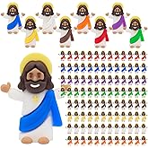 Yelakey 100 Pcs Brown Little Mini Jesus Figures Miniature Jesus Original Design to Hide and Seek Religious Party Favors Baptism Gift for Easter Egg Stuffers Fillers