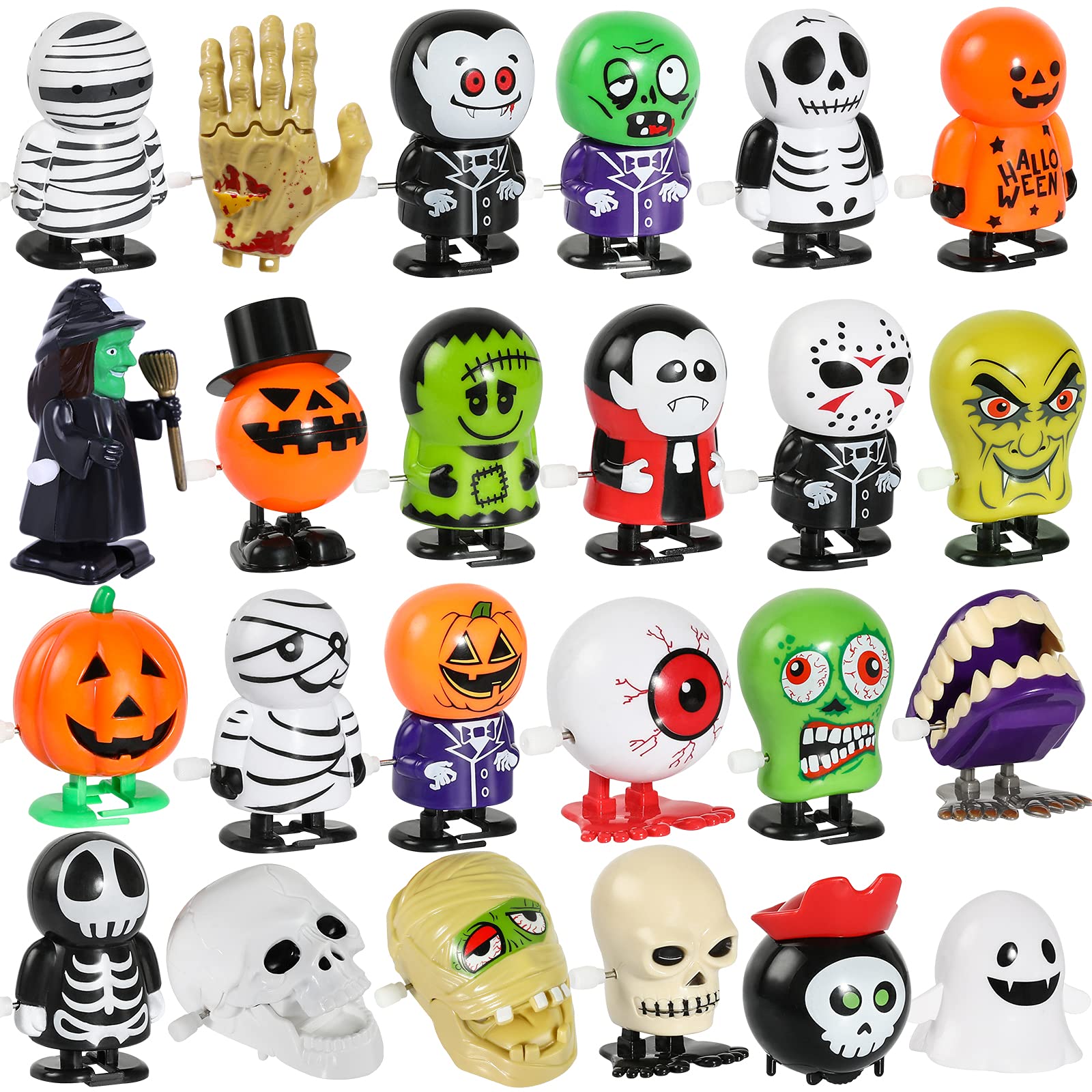 Max Fun 24pcs Halloween Wind Up Toys Assortment for Halloween Party Favors Treat Bag Stuffers Goody Bag Filler Halloween Treats Prizes (Halloween)