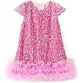 Miipat Toddler Girls Sequin Dress Sparkly Gown Party Dresses Little Kids A-Line Velvet Dress