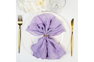 Dololoo Cheesecloth Napkins Set of 6, 20 x 20 Inch Gauze Dinner Cloth Napkins, Handmade Square Rustic Table Napkins for Parties Weddings Event Family Dinner Boho Decoration, Lavender