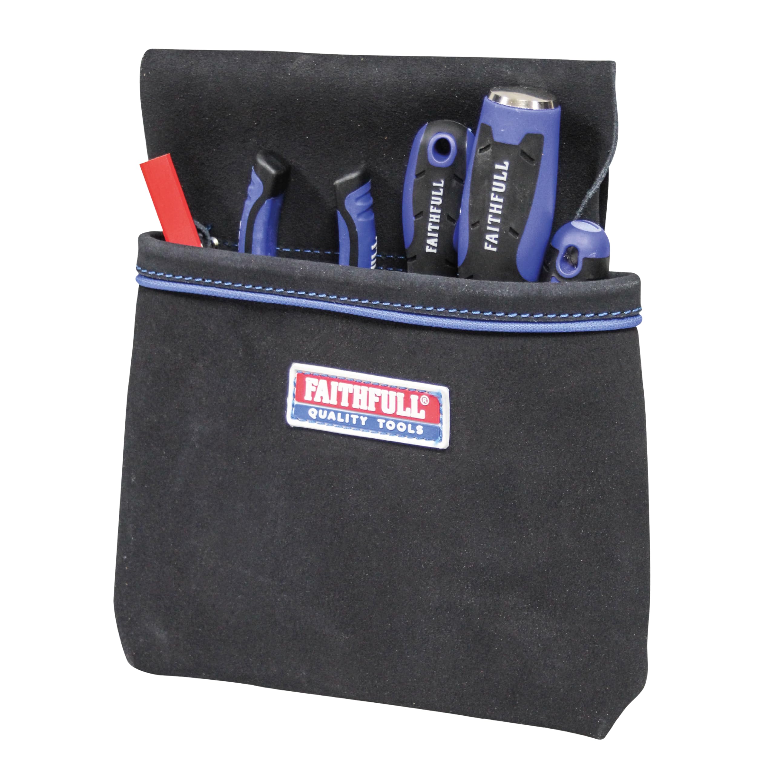 Faithfull Single Pocket Nail Pouch – Tool Pouch Looped for Separate Belt for Carpenters, Roofers & Joiners – Black
