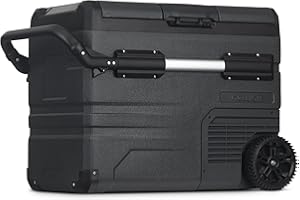 NewAir 48 Qt. Portable 12v Electric Cooler with LG Compressor, Fridge and Freezer, Rugged Wheels, and Solar Power Input, Perfect Plug-In Cooler for Camping, Trucks, Travel, Car and Home