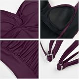 WIN.MAX Deep Plum One Piece Swimsuit Tummy Control Ruched Padded Plus Size UK18 view 5