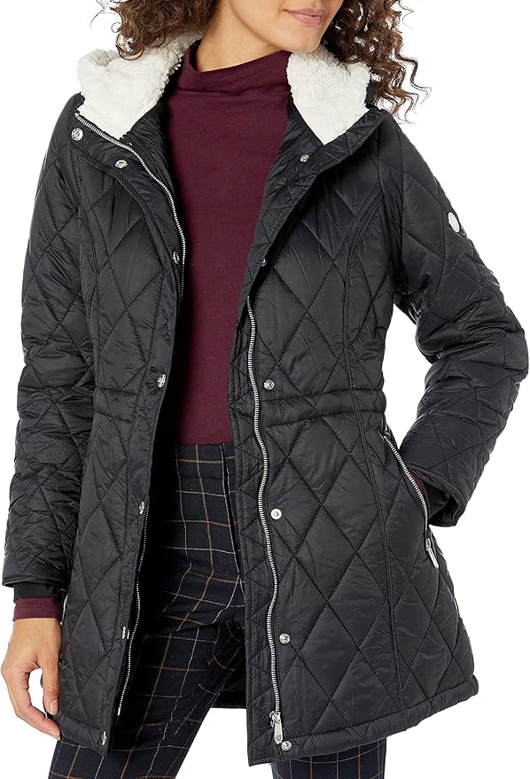 Steve Madden womens Quilted Anorak With Hood at Amazon Women's Coats Shop