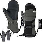 MCTi 2 in 1 Winter Ski Gloves for Men, Waterproof Snowboard Gloves, Thick Ski Mittens & Fleece Glove Liners, 2 Pairs