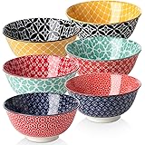 DOWAN Porcelain Cereal Bowls, 23 Fluid Ounces Vibrant Colors Soup Bowls, Cute Oatmeal Bowls for Pasta, Small Salad, Stews, Ri