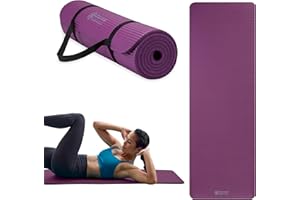 Gaiam Essentials 2/5" Thick (10mm) Yoga & Pilates, Fitness & Exercise Mat with Easy-Cinch Carrier Strap Cushion Support For Fitness and Gym Workouts