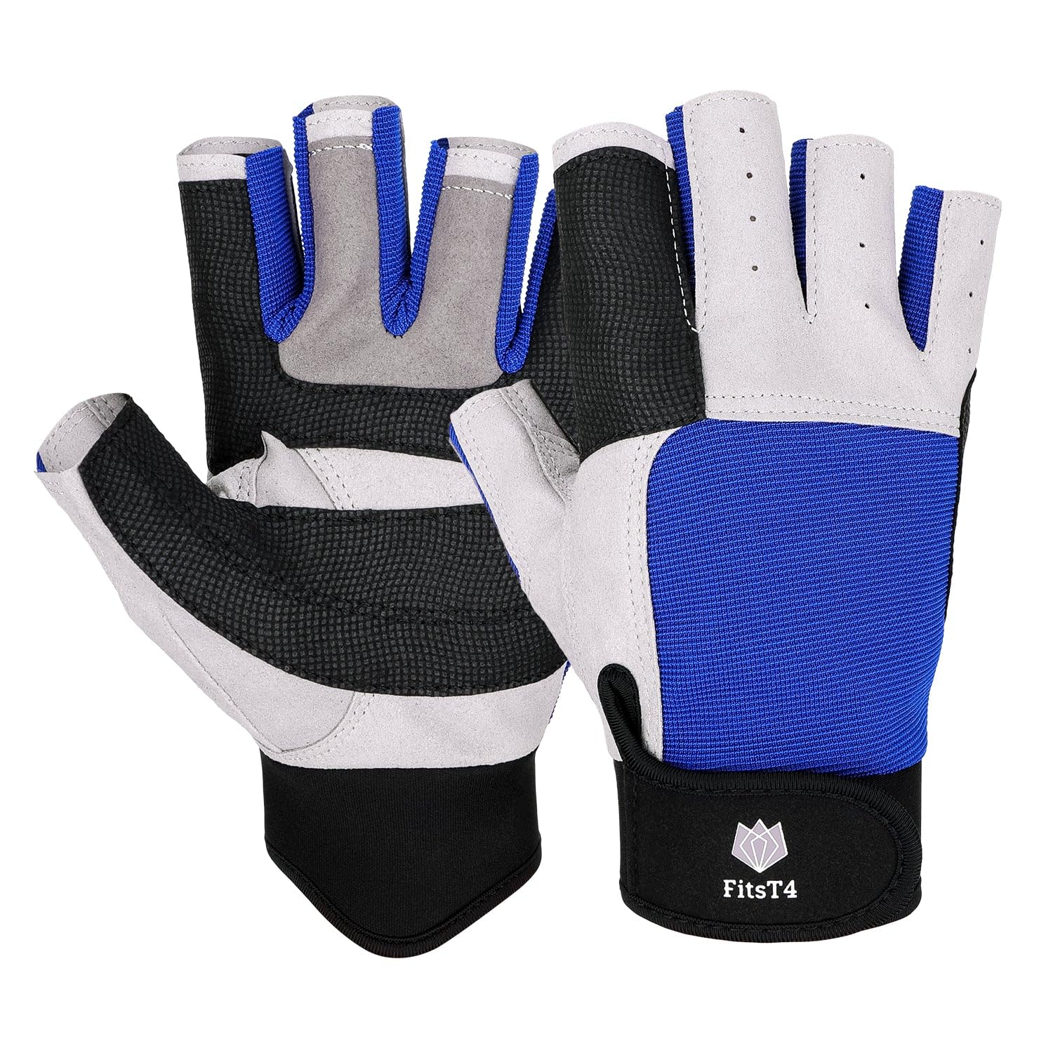 FitsT4 Sports Sailing Gloves 3/4 Finger and Grip Great for Sailing, Yachting, Paddling, Kayaking, Fishing, Dinghying Water Sports for Men and Women Blue L