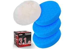 KUIMIT Blue Polish Pad, 3Pcs 5.5 Inch Face for 5 Inch Buffing Polishing Pads and Woolen Pads 125mm Backing Plate Compound Buffing Sponge for Car Buffer Polisher Compounding, Polishing and Waxing