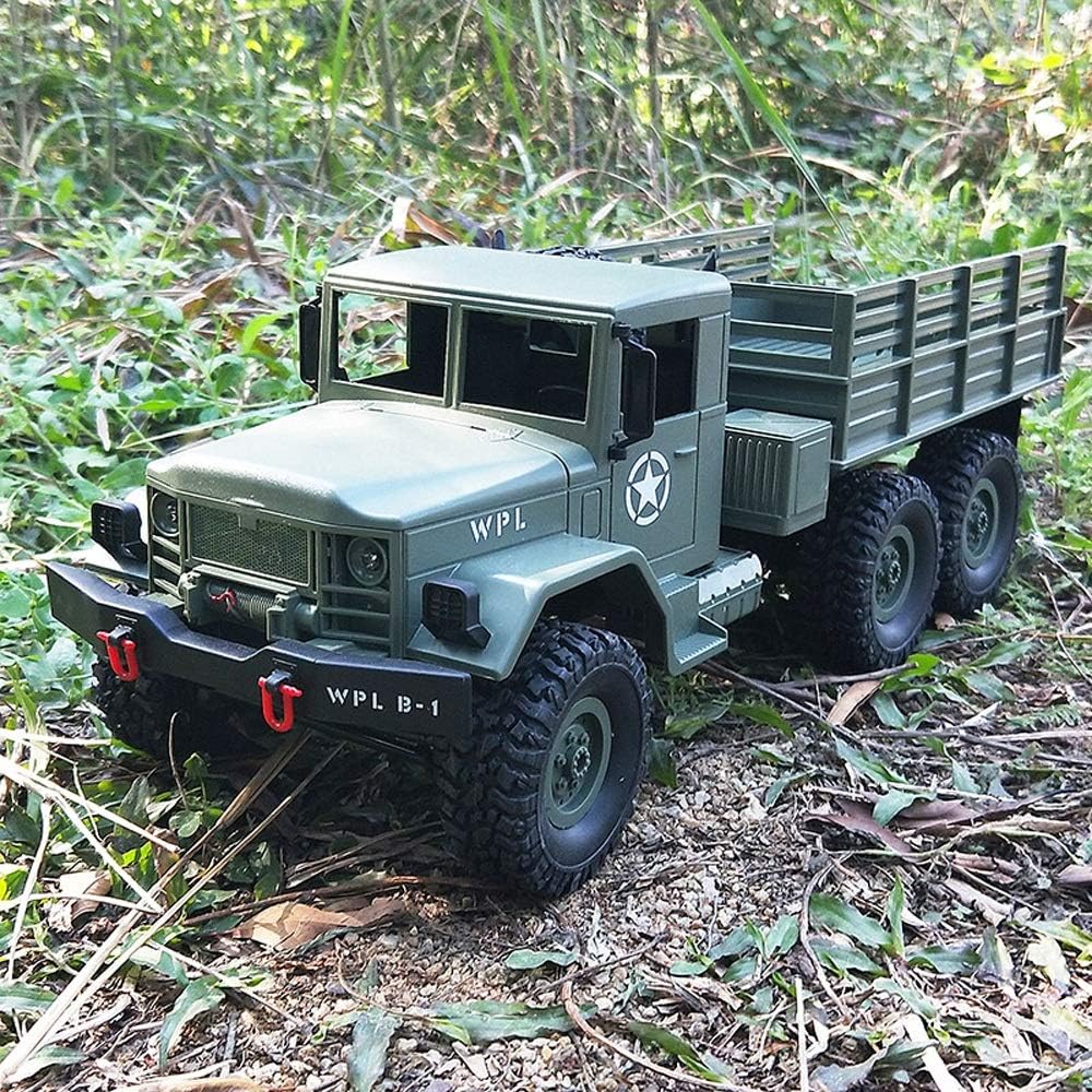Tagke Remote Control Car Military Truck 6WD Charging Leaf Spring Suspension Off-Road Vehicle Metal Chassis Rugged All-Terrain Conqueror Truck Large Size Climbing Car RC Car Kids Boys Best Gift