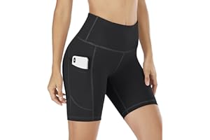 IUGA Biker Shorts Women 6" Workout Shorts Women with Pockets High Waisted Yoga Running Gym Spandex Compression Shorts