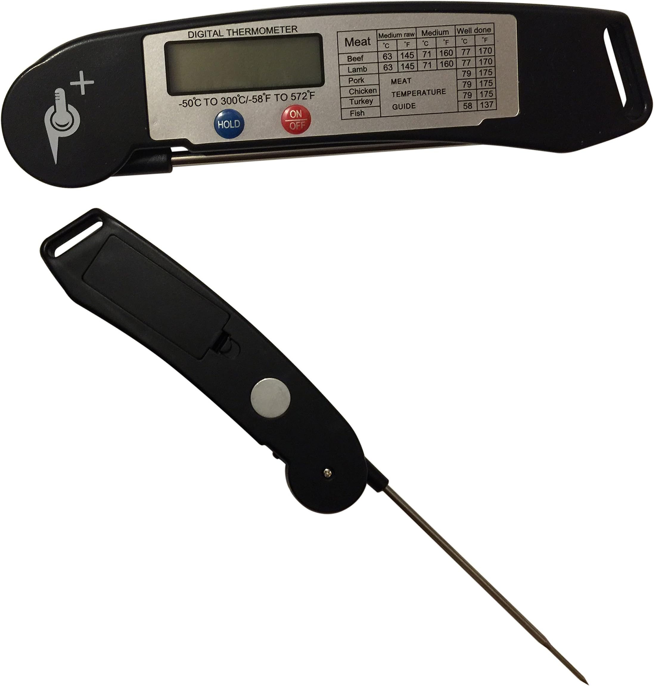 ✮OFFICIAL✮ Thermaspike- Ultra Fast Food And Meat Thermometer And Temperature Gauge - Free Battery (Black with Magnet)