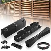 Louver Bracket Kit, Deck Louver Hardware Kit, Up to 11 Boards (48''), 1 Set | Metal Deck Sunblind System Brackets,Louvers Bracket Shutter Hardware Kit for Pergola Privacy Fence, Black