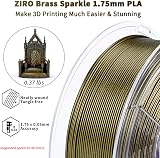 ZIRO Glitter Multicolor PLA Filament 1.75mm 1kg Brass Sparkle Rainbow view 4