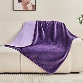 Yaning Waterproof Blanket 40"x60" for Adults, Reversible Waterproof Bed Cover for Dogs Cats Pets, Soft Leakproof Blanket for Bed Couch Sofa Furniture Protector, Dark Purple/Light Purple