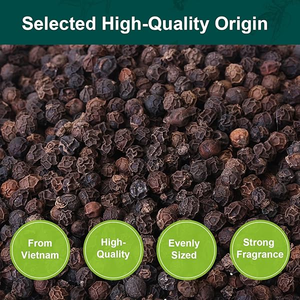 SOEOS BLACK PEPPERCORNS, 32OZ (PACK OF 1), NON-GMO, KOSHER, PACKED TO KEEP PEPPERS FRESH, PEPPERCORN FOR GRINDER REFILL, WHOLE PEPPERCORNS