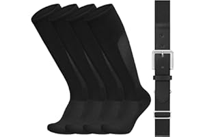 LEACOOLKEY Baseball Belt and Socks Combo 2 Pairs of Softball Socks and Elastic Belt for Youth Adult
