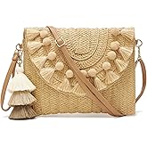WEIMZC Small Straw Purse for Women Summer Clutch Purses Beach Woven Envelope Bag Raffia Shoulder,Straw Crossbody Bag boho