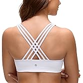 CRZ YOGA Butterluxe Strappy Sports Bras for Women - Padded V Neck Wireless Criss Cross Back Yoga Top