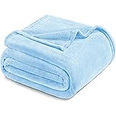 Exclusivo Mezcla Fleece Blanket Twin Size for Bed, Super Soft and Warm, All Season, Cozy, Plush, Lightweight, 60x80 Inches Ice Blue