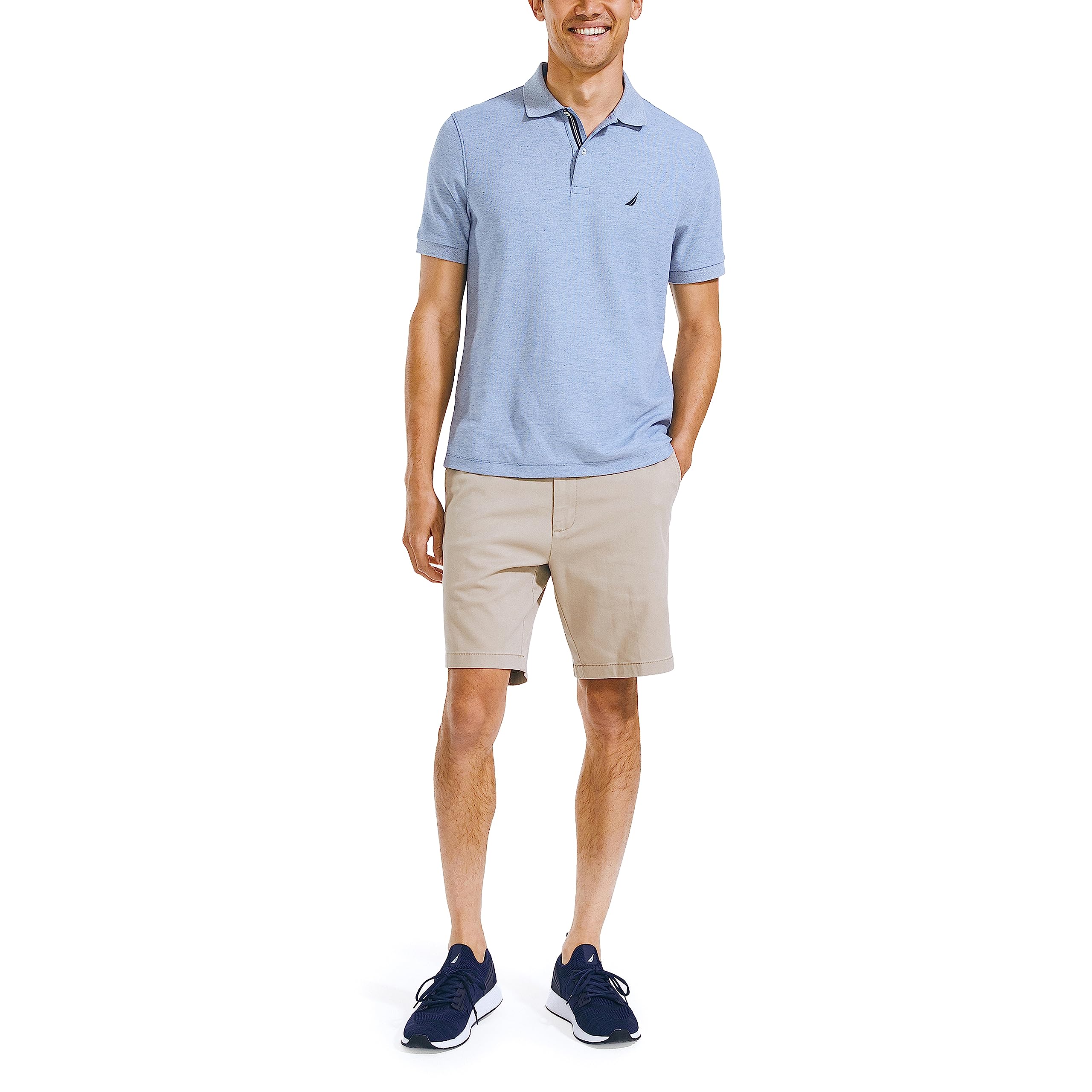 Nautica Men's Classic Fit Stretch Chino Shorts - 8.5" Inseam, Flat Front, Solid Color