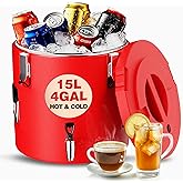PYY Insulated Beverage Dispenser - 4 Gallon Stainless Steel Coffee Carrier with Spigot Handle, Commercial Thermal Container for Chocolate Iced Juice Tea, Milk Hot and Cold Drink
