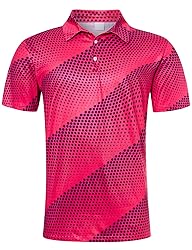 uideazone Mens Golf Shirts Dry Fit 3D Pink Fushcia