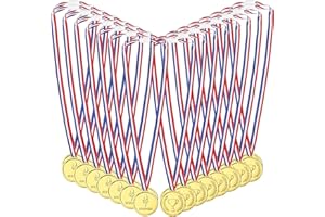 Caydo 72 Pieces Children's Gold Plastic Winner Award Medals for Kids Party Favor Decorations and Sports