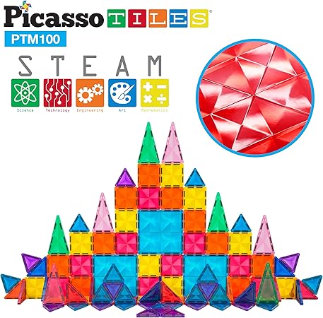 PicassoTiles 100 Pcs Magnetic Building 