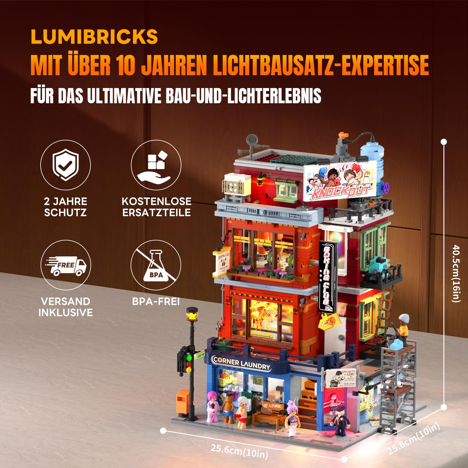 Lumibricks Straßenfusion Boxclub Klemmbausteine mit Licht,City Modular Building, 3036Pcs,mit Fitnessstudio und Boxring mit wechselnden Lichteffekten, Sammlerstück und- Geschenk, 19009 5