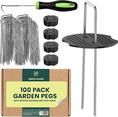 Green Haven 100 Pack Garden Pegs Heavy Duty Membrane Stakes 15cm Galvanised
