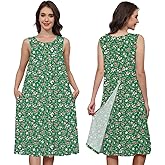 Liokoc Hospital Gowns for Women Tear Away Snap Open Back Post Shoulder Surgery Sleeveless Adaptive Clothing with Pockets