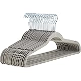 Amazon Basics Slim, Velvet, Non-Slip Suit Clothes Hangers, Gray/Silver - Pack of 30