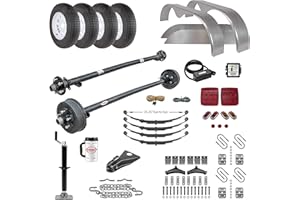 Rockwell American Tandem 3,500 lb Axles | Trailer Parts Kit | 95" Hubface - 80" Spring Center | 7,000 lb Capacity - Electric Brakes on 1 Axle