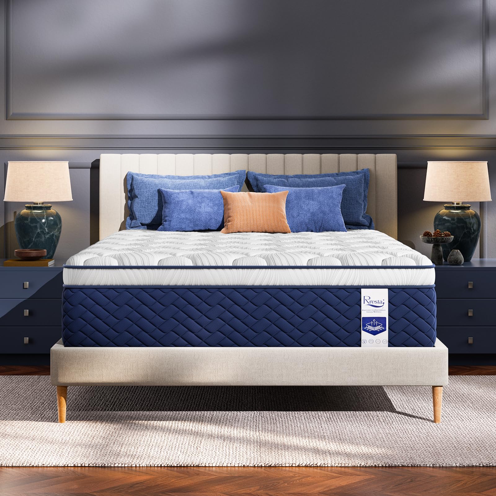 RRESTA Full Mattress 14 Inch - Hotel Collection Hybrid Mattress with 5-Zone Support, Luxury Sleep Comfort, Extra Back & Hip Support
