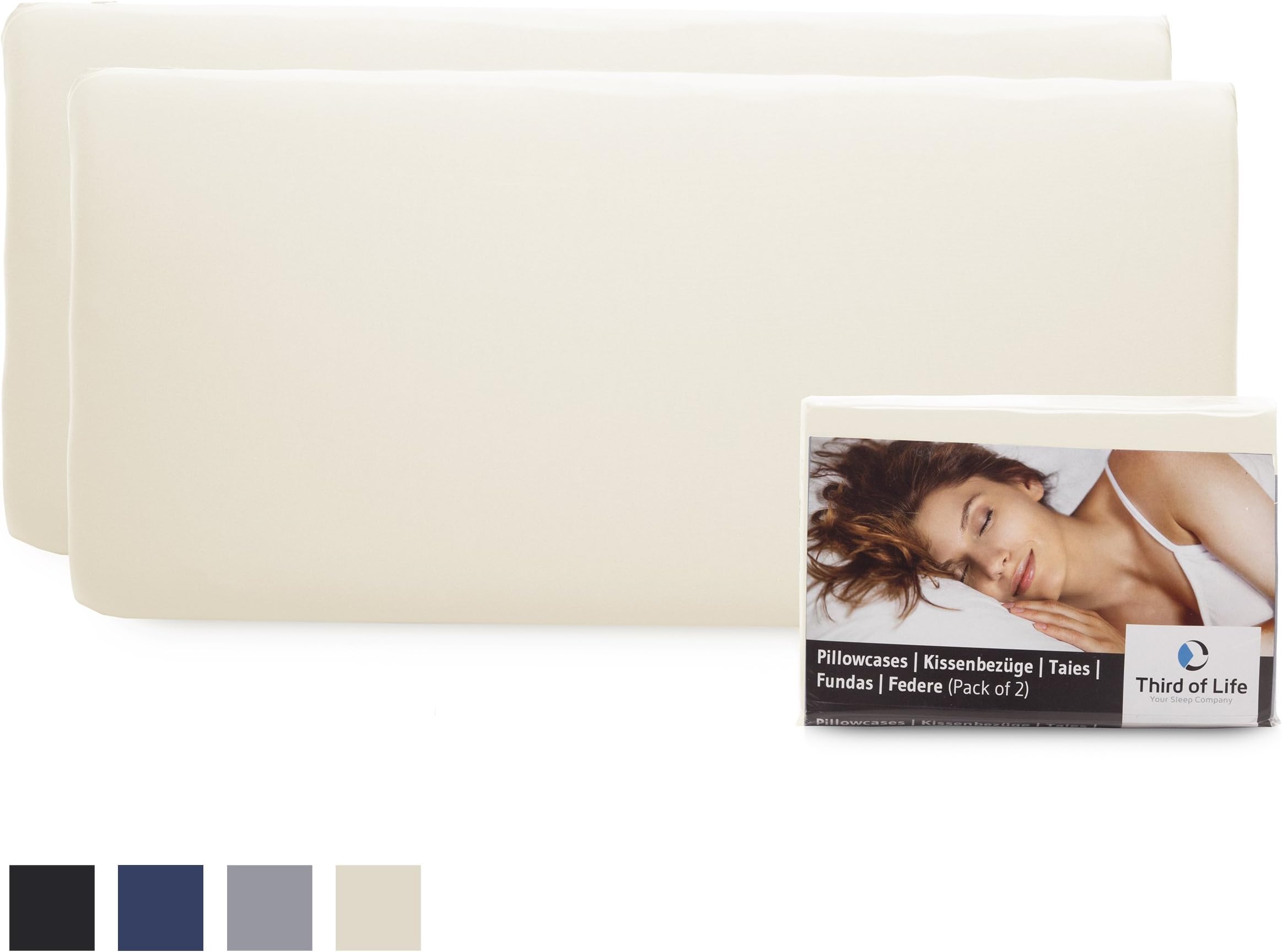 Third of Life pillow case double pack (2pcs, ivory uni) for 40x80 cushions, in particular HADAR - cotton, double jersey…