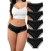 Cinvik Bikini Underwear For Women Cute Undies Sexy Cotton Panties Cotton Cheekster Lacey Lace Trim Underwear For Women Pack
