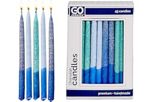 RITE LITE Dripless Hanukkah Candles | Blue & Teal Frosted Chanukah Bulk Candles Value 45 Pack | Standard Size Menorah Premium Quality Wax Jewish Holiday Party Favors Gifts, Decorations for All 8 Nights