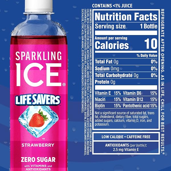 SPARKLING ICE® LIFE SAVERS™ RED, WHITE AND BLUE VARIETY PACK, ZERO SUGAR FLAVORED SPARKLING WATER, WITH VITAMINS AND ANTIOXIDANTS, LOW CALORIE BEVERAGE, 17 FL OZ BOTTLES (PACK OF 12)