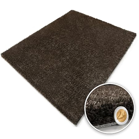 Comfortable Deep Pile Shaggy Rug Brown Quality Product From