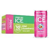Sparkling Ice Kiwi Strawberry Sparkling Water, with Antioxidants and Vitamins, Zero Sugar, 7.5 fl oz Mini Cans (Pack Of 10)