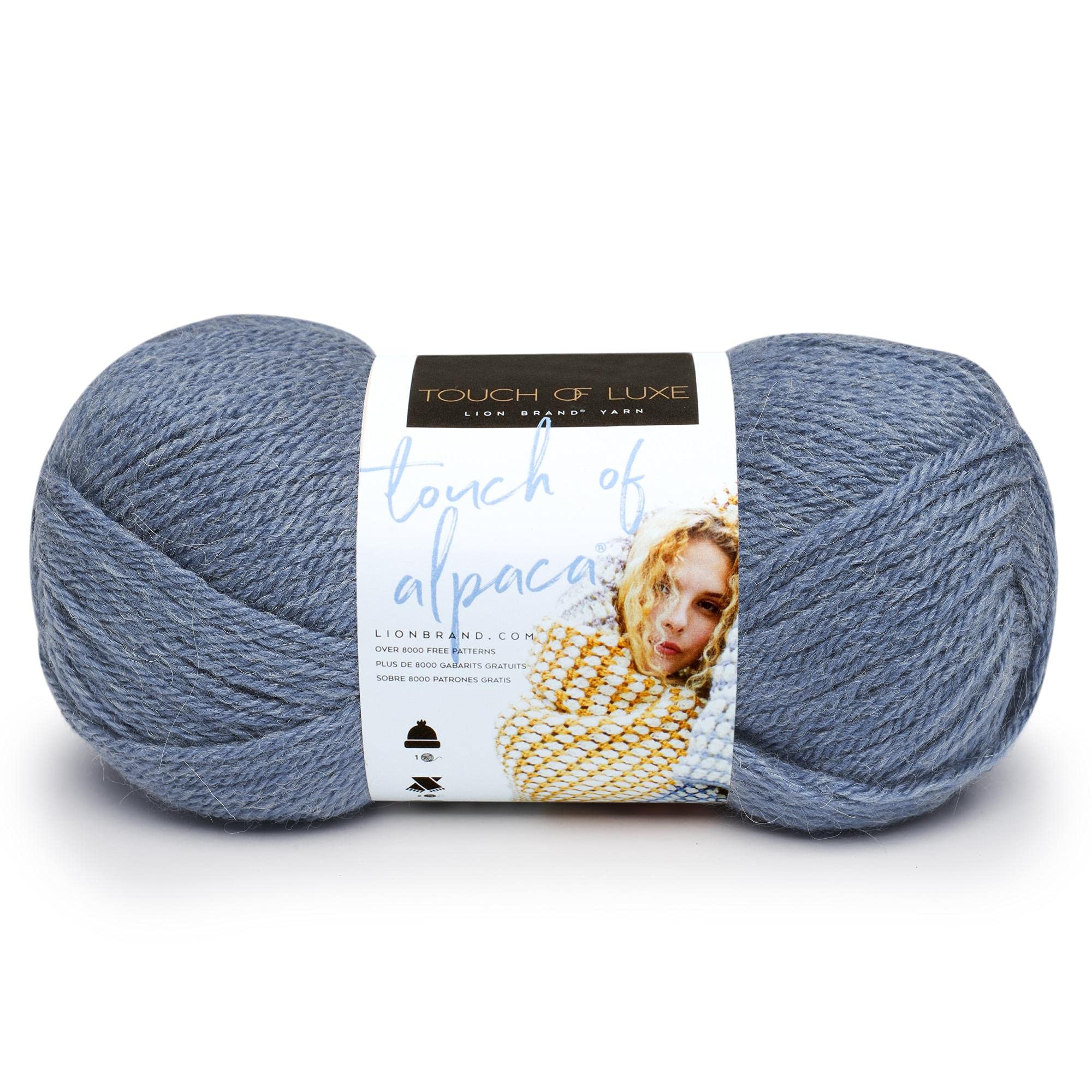 Lion Brand Yarn 674-108 Touch of Alpaca Yarn, Dusty Blue, One Skein