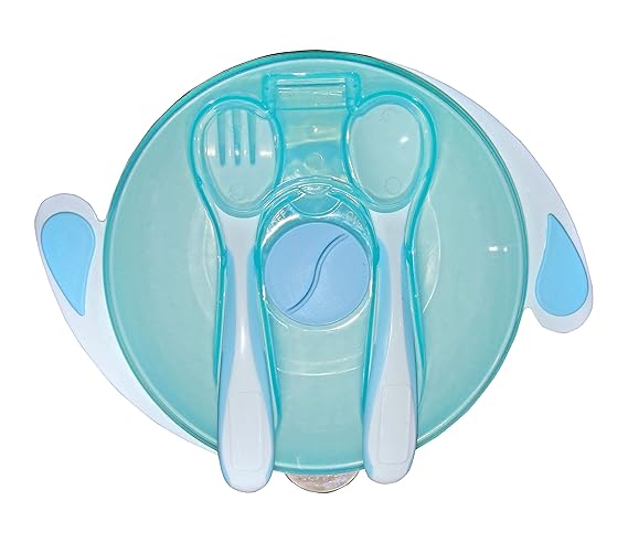 Baby Station Mumlove Baby Feeding Suction Bowl with Spoon and Fork (Multicolor)