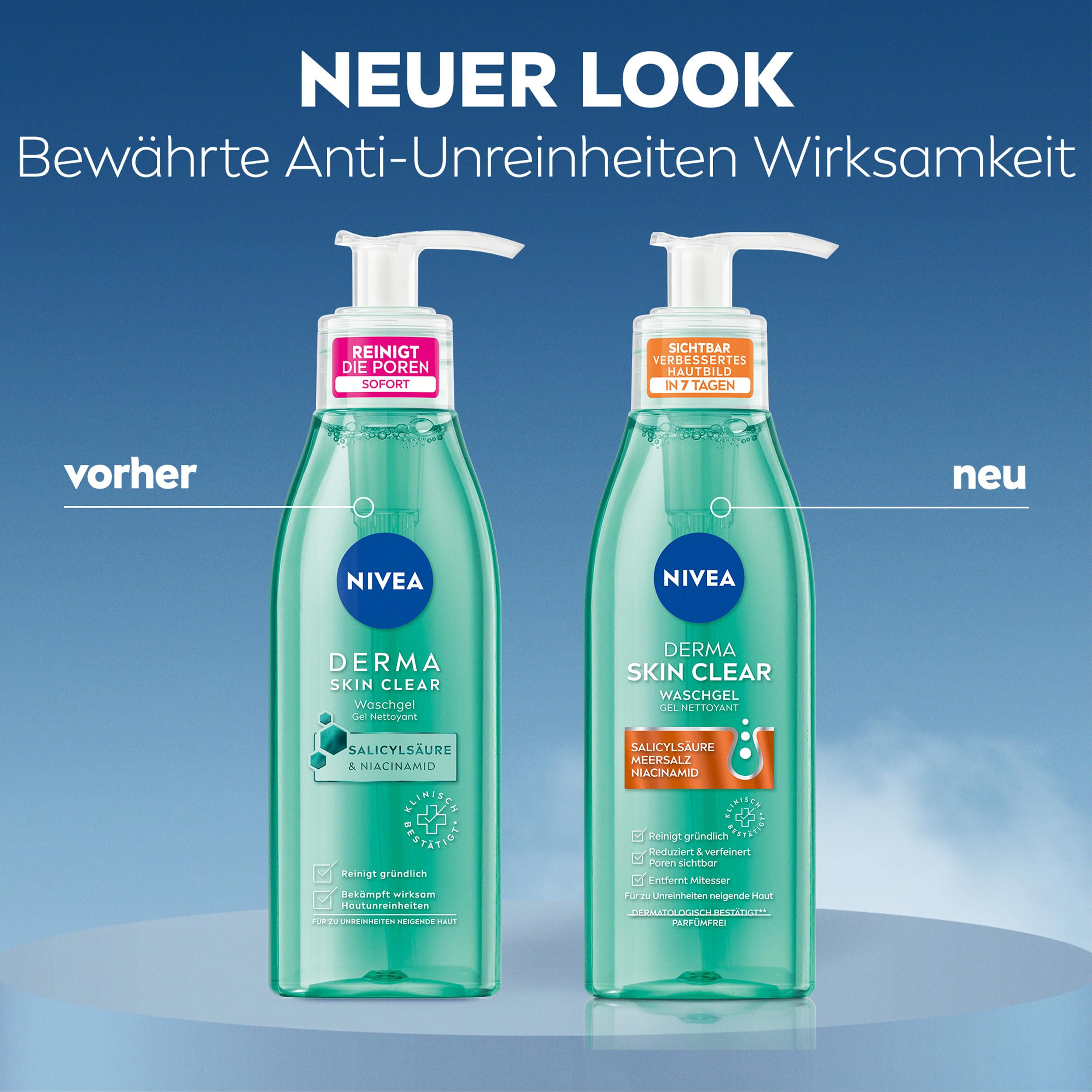 NIVEA Derma Skin Clear Routine Set mit Rebalance & Clear Serum, Nachtpeeling Serum & Waschgel, Gesichtspflege für unreine Haut mit Salicylsäure & Niacinamid 9